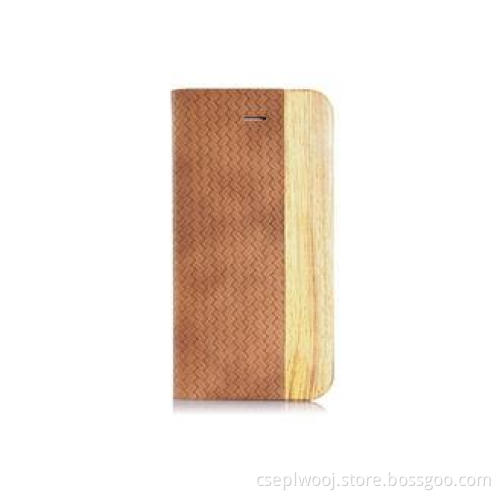Handmade Genuine Leather and Zebra Wood Folio Case For iPho